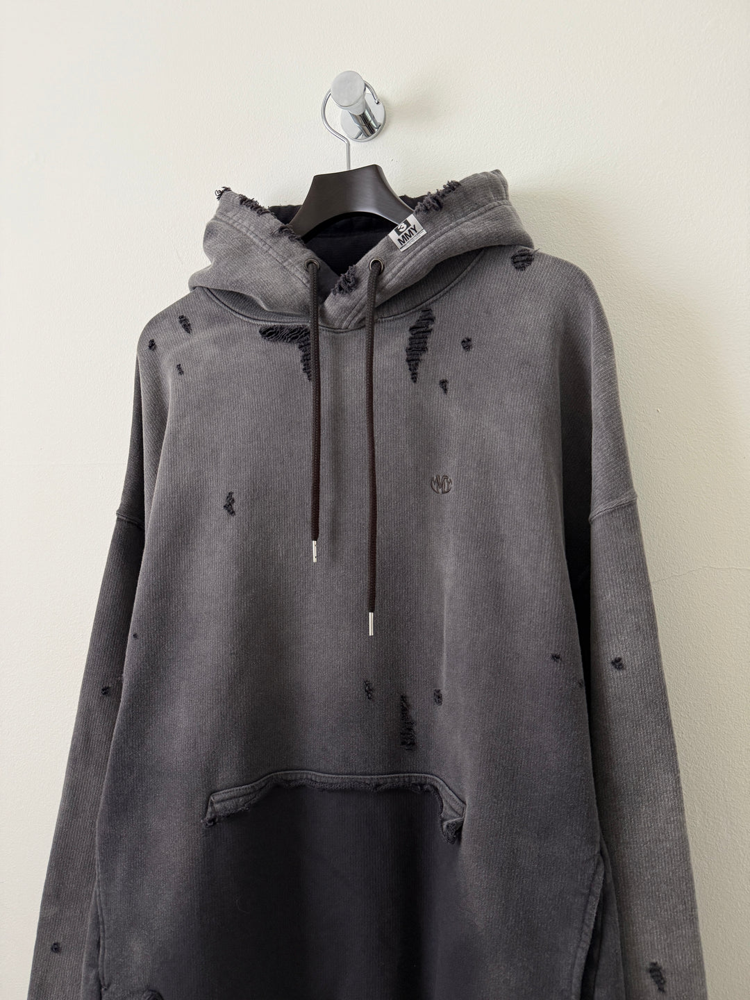 Sun Faded Grey Distressed Pullover Hoodie