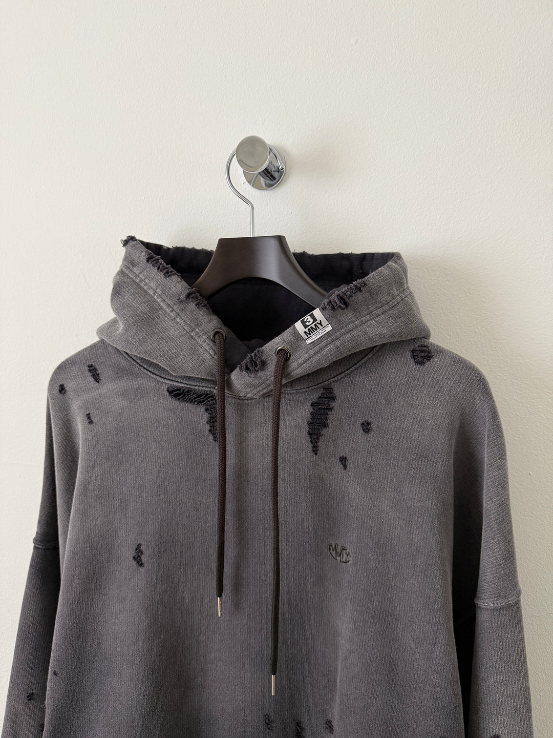 Sun Faded Grey Distressed Pullover Hoodie