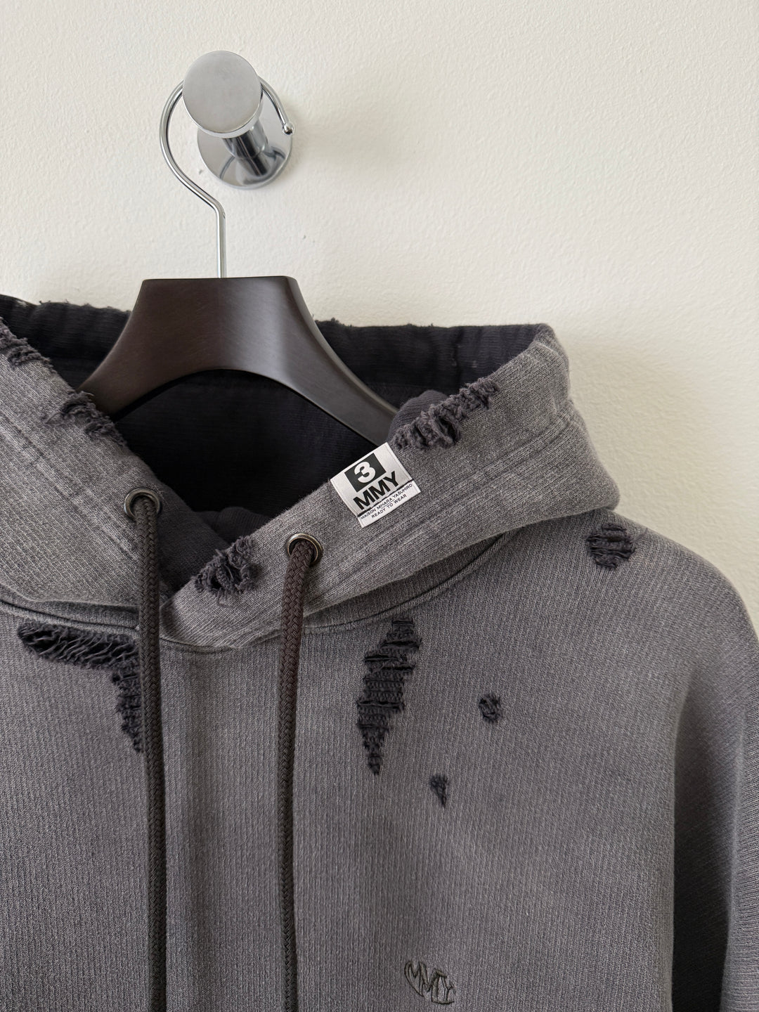 Sun Faded Grey Distressed Pullover Hoodie