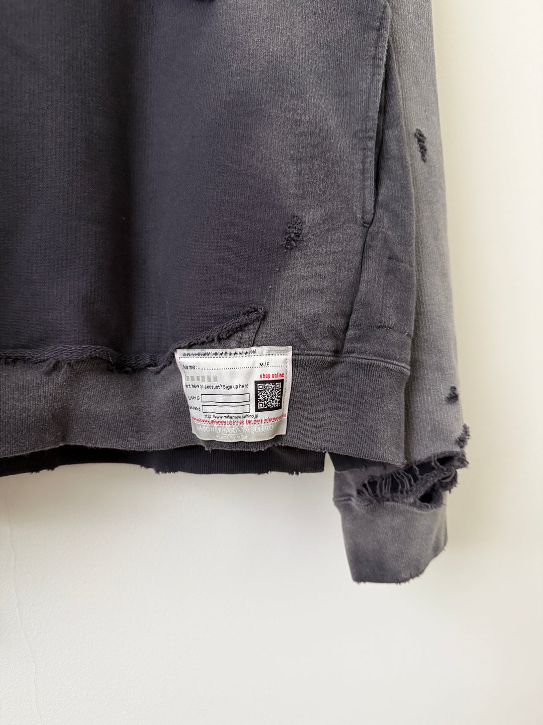 Sun Faded Grey Distressed Pullover Hoodie