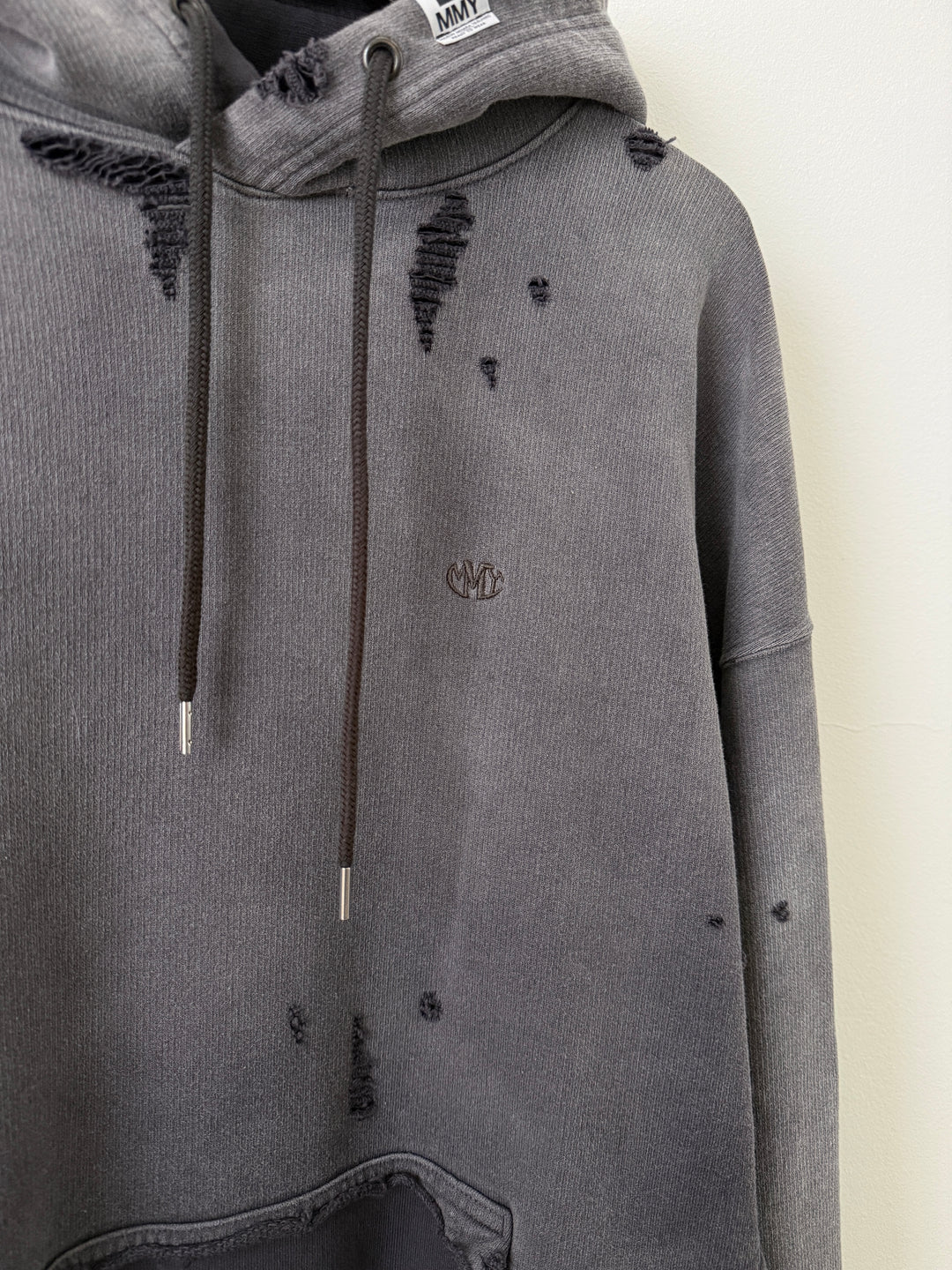 Sun Faded Grey Distressed Pullover Hoodie