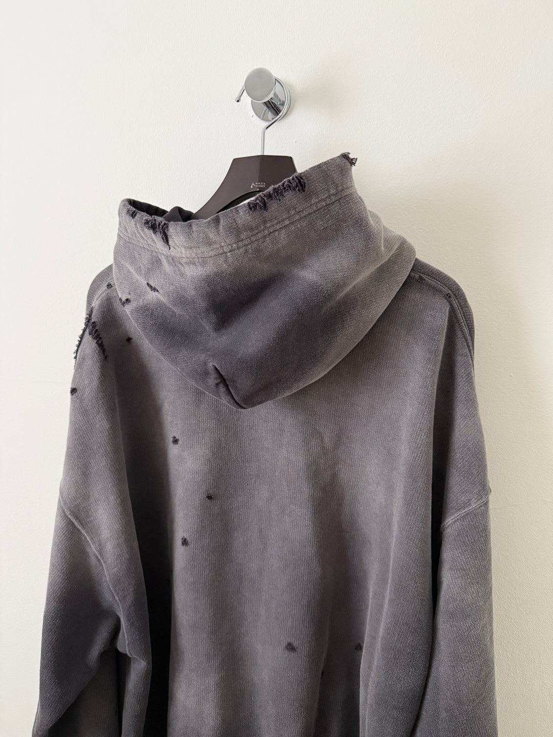Sun Faded Grey Distressed Pullover Hoodie