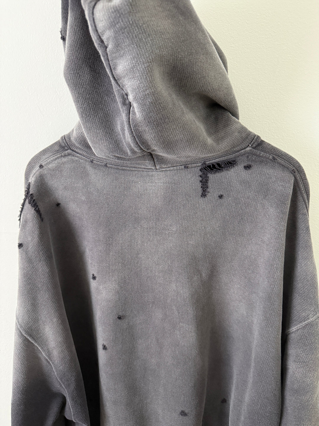 Sun Faded Grey Distressed Pullover Hoodie