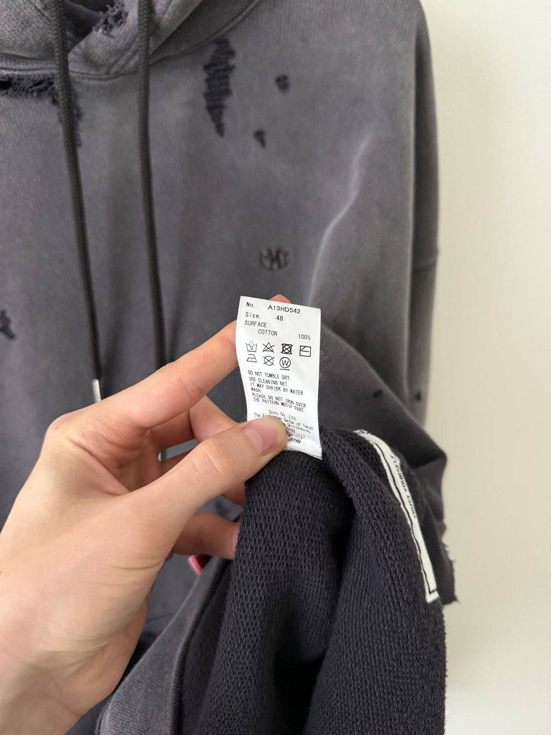 Sun Faded Grey Distressed Pullover Hoodie