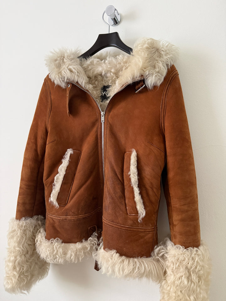 Shearling Curly Hair Leather Biker Jacket