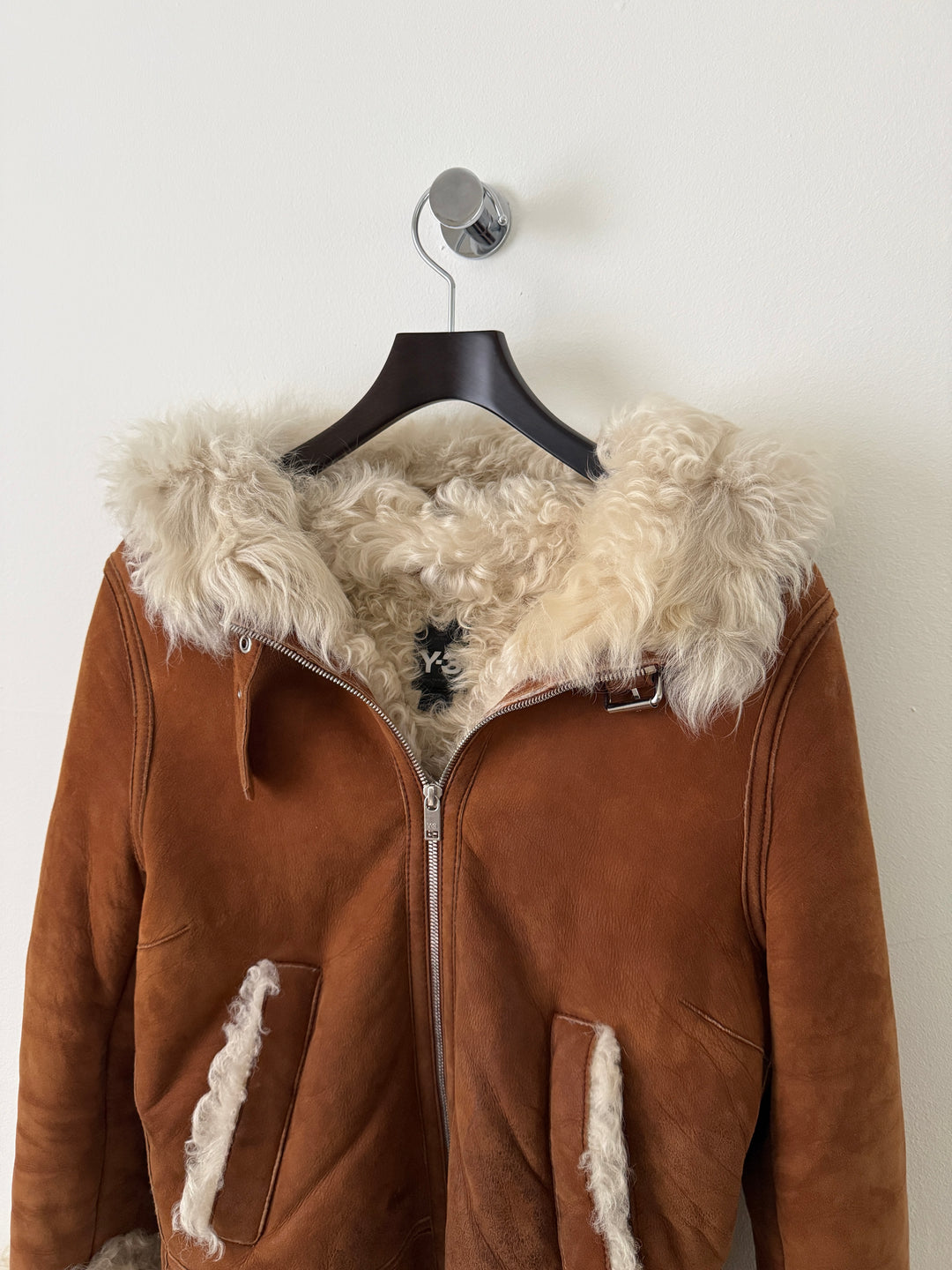 Shearling Curly Hair Leather Biker Jacket