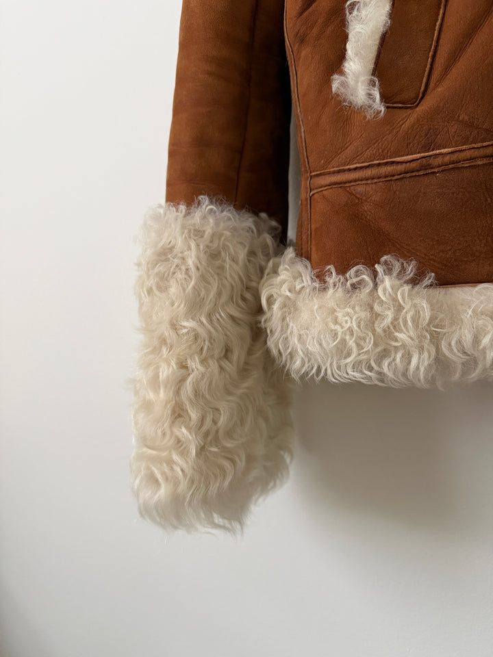 Shearling Curly Hair Leather Biker Jacket