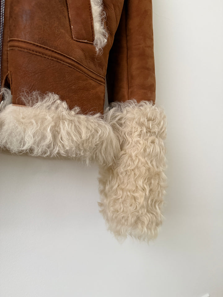 Shearling Curly Hair Leather Biker Jacket