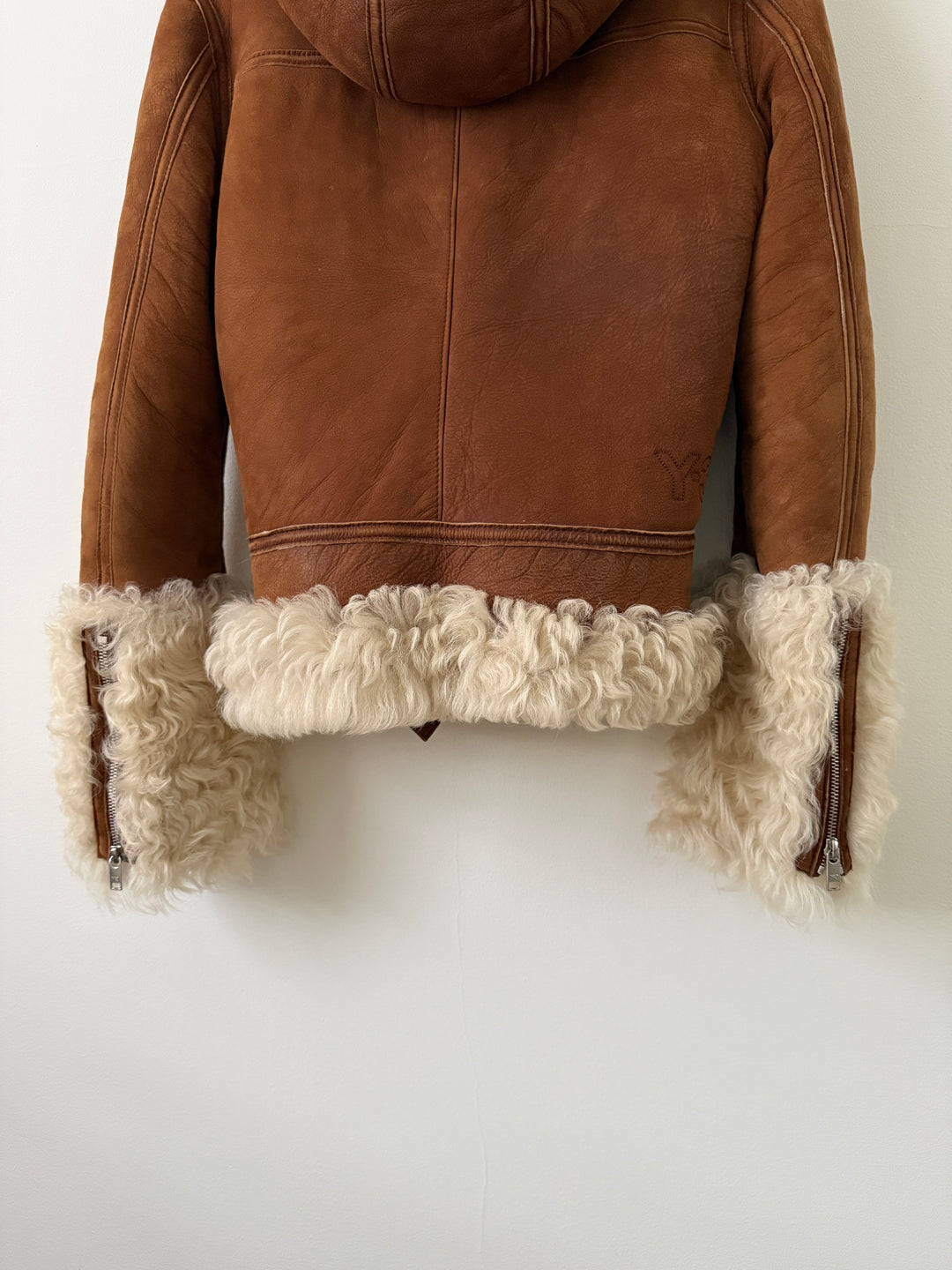 Shearling Curly Hair Leather Biker Jacket