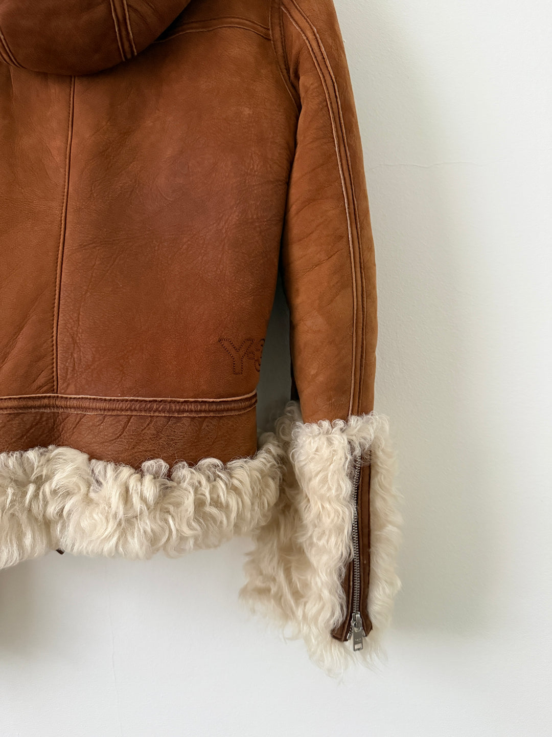 Shearling Curly Hair Leather Biker Jacket
