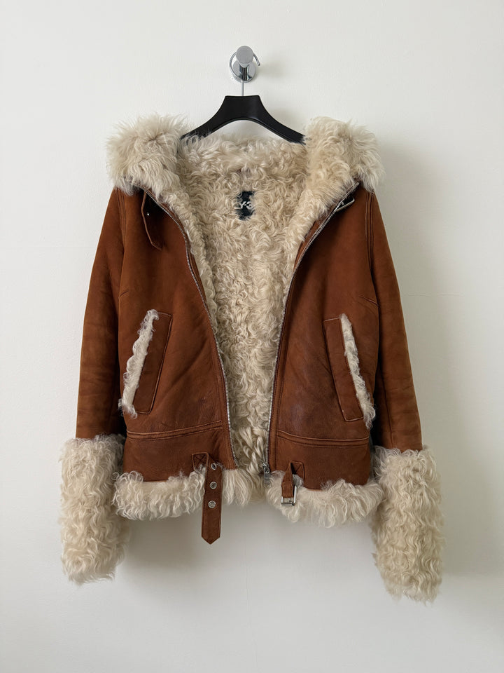 Shearling Curly Hair Leather Biker Jacket