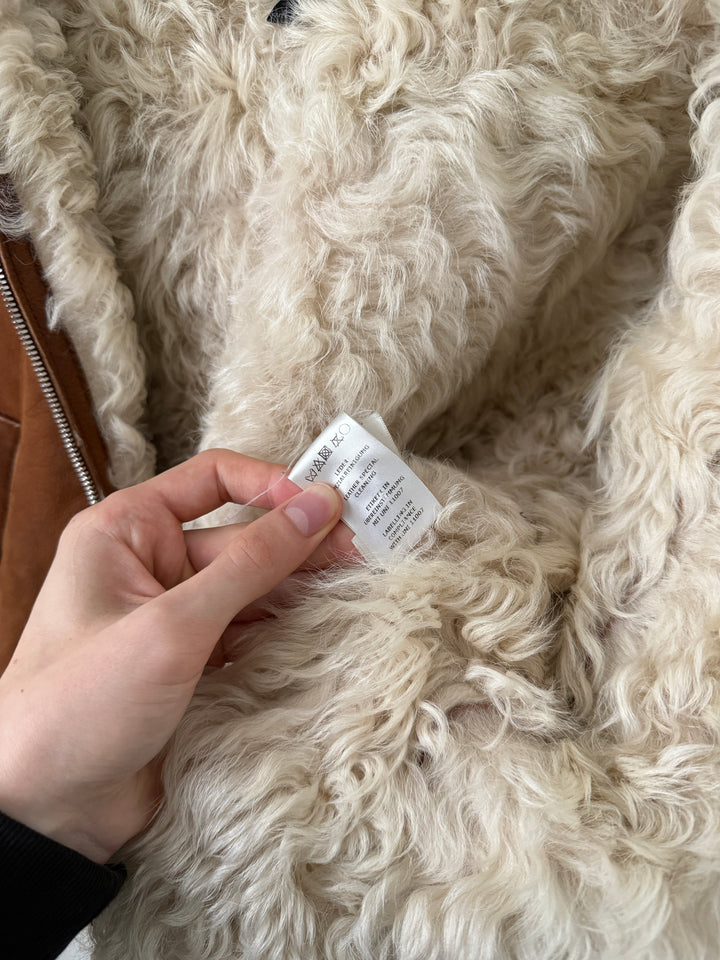 Shearling Curly Hair Leather Biker Jacket