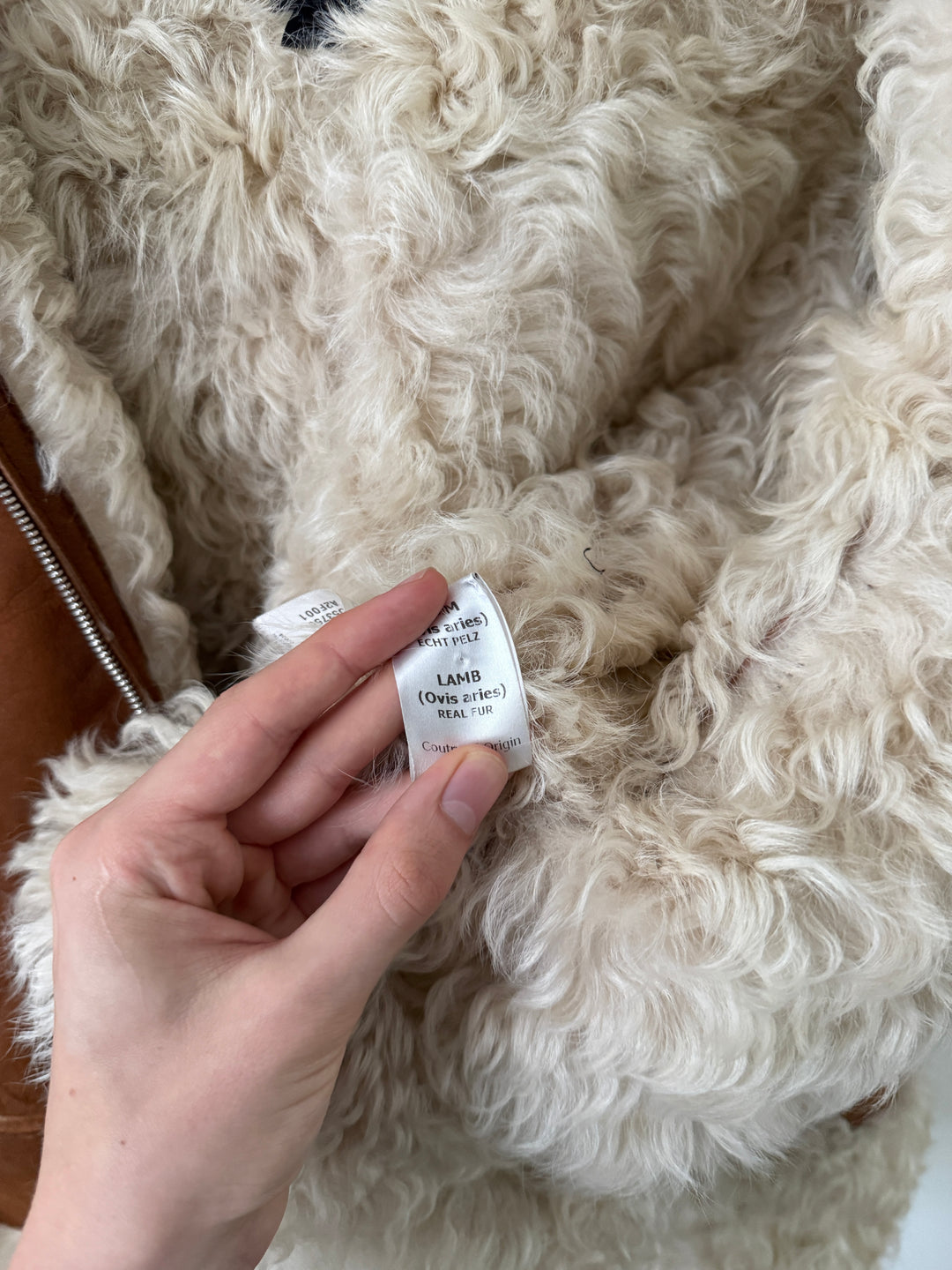 Shearling Curly Hair Leather Biker Jacket