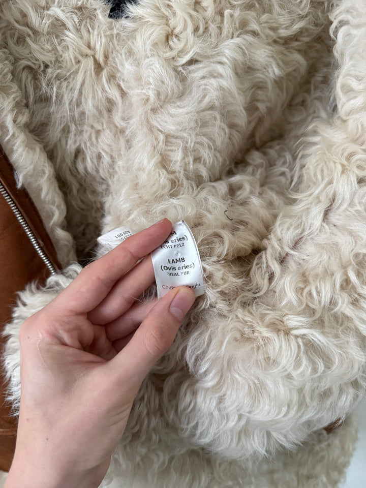 Shearling Curly Hair Leather Biker Jacket