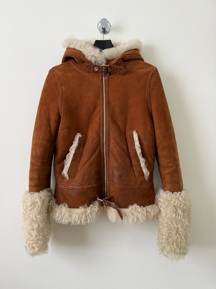 Shearling Curly Hair Leather Biker Jacket