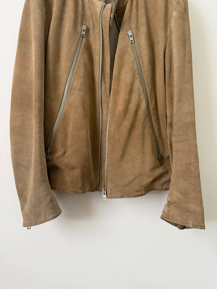 2018 Tan 5 Zip Leather Moto Jacket