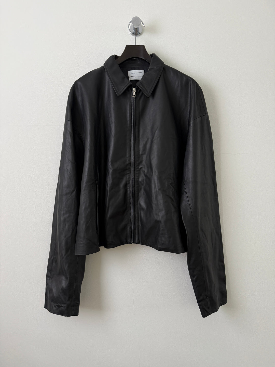 Cropped Leather Blouson Jacket