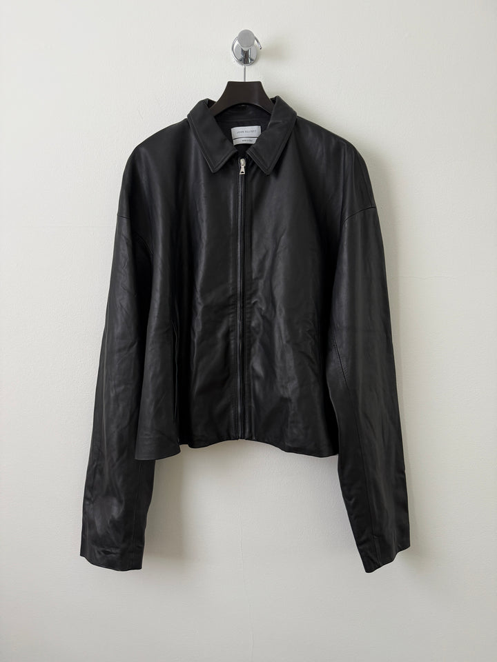 Cropped Leather Blouson Jacket