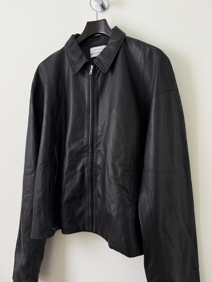Cropped Leather Blouson Jacket