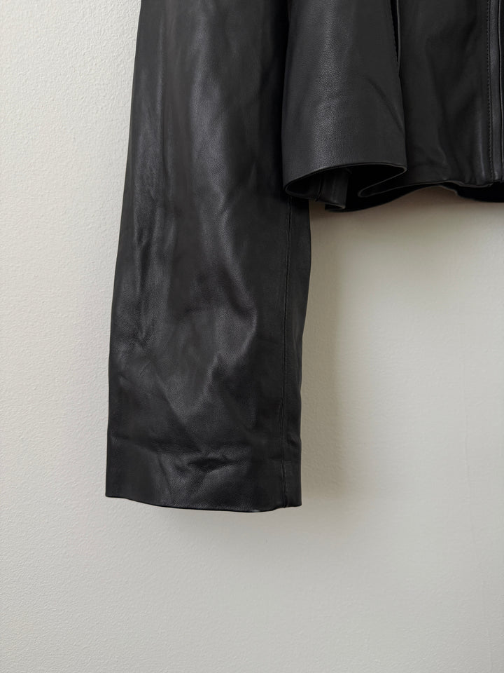 Cropped Leather Blouson Jacket