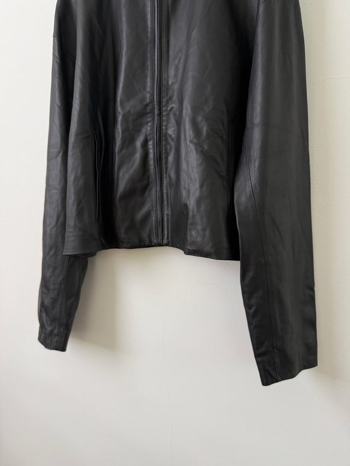 Cropped Leather Blouson Jacket
