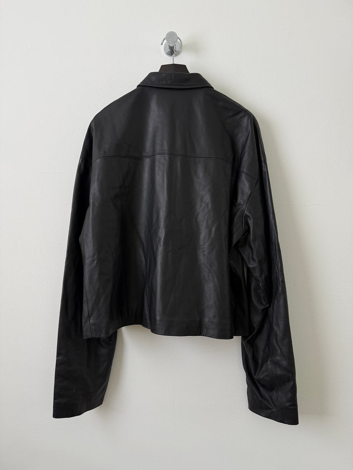 Cropped Leather Blouson Jacket