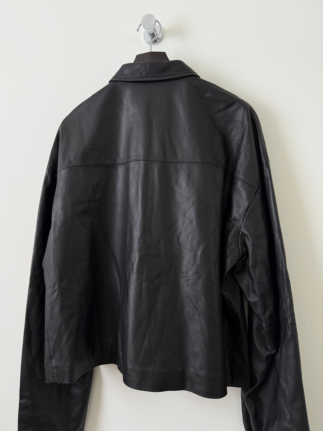 Cropped Leather Blouson Jacket