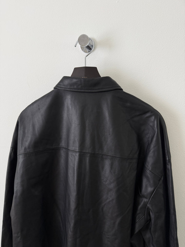 Cropped Leather Blouson Jacket