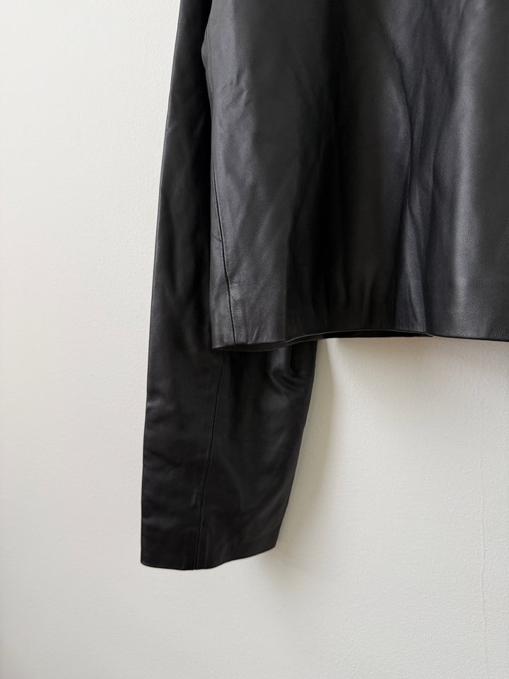 Cropped Leather Blouson Jacket
