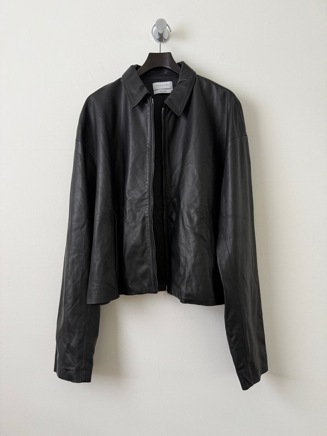 Cropped Leather Blouson Jacket