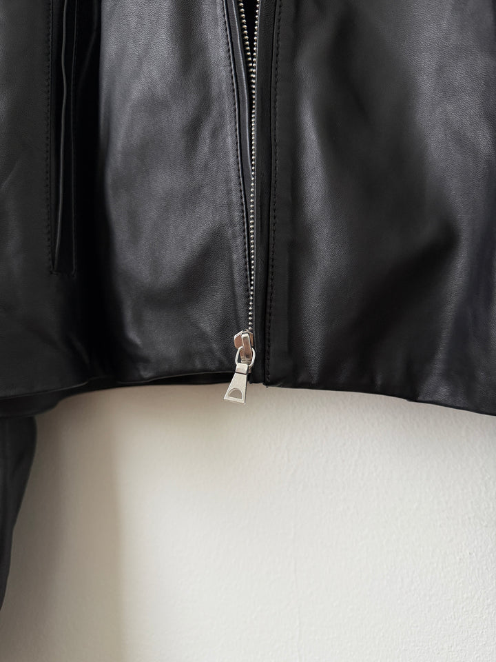 Cropped Leather Blouson Jacket