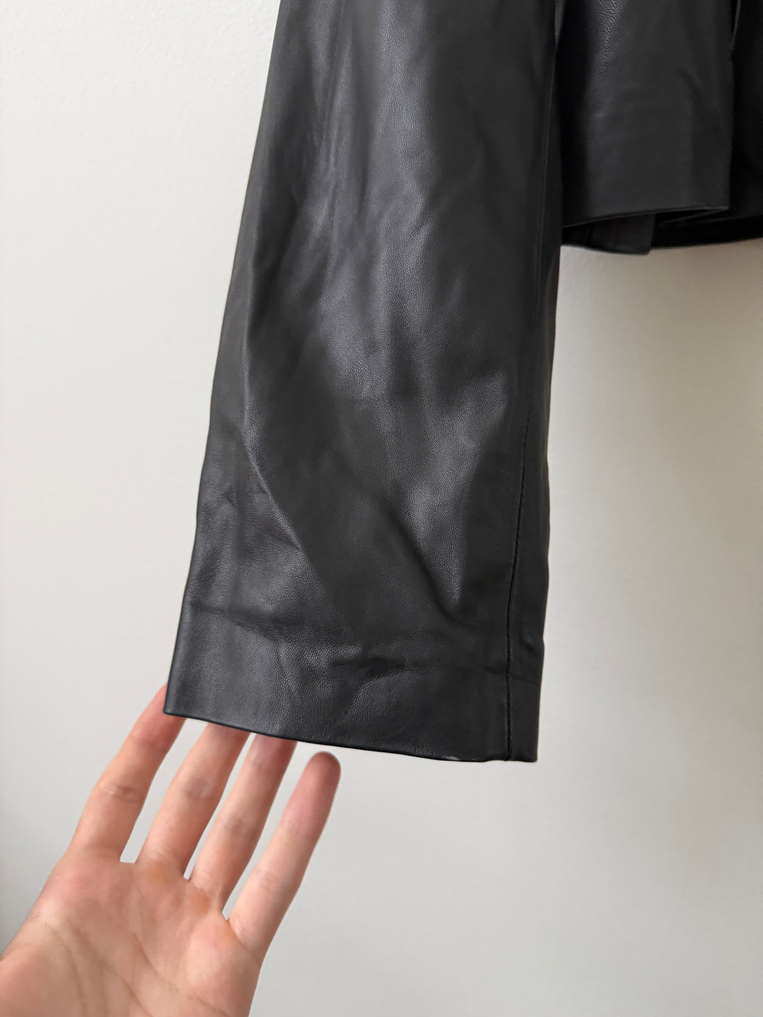 Cropped Leather Blouson Jacket