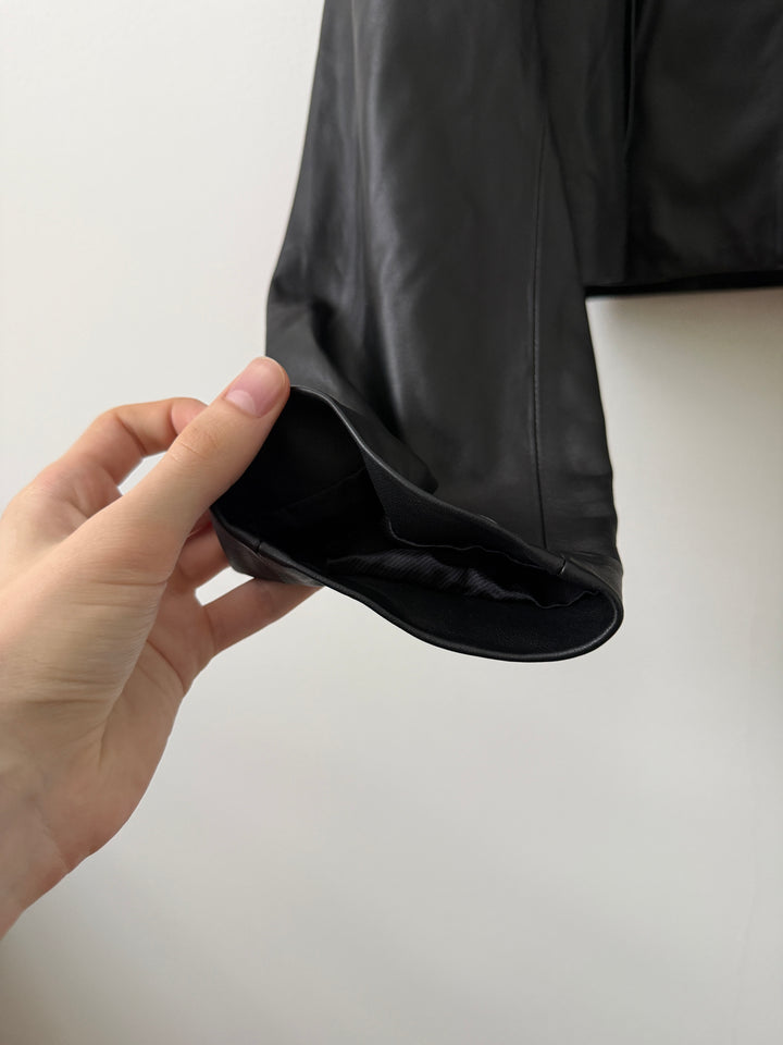Cropped Leather Blouson Jacket