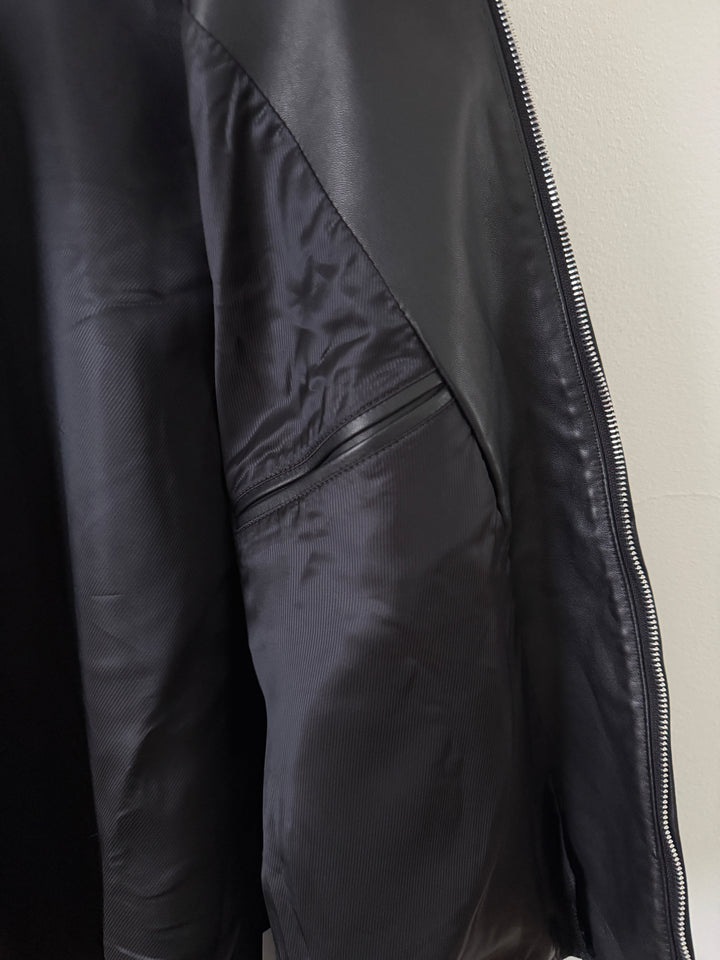 Cropped Leather Blouson Jacket