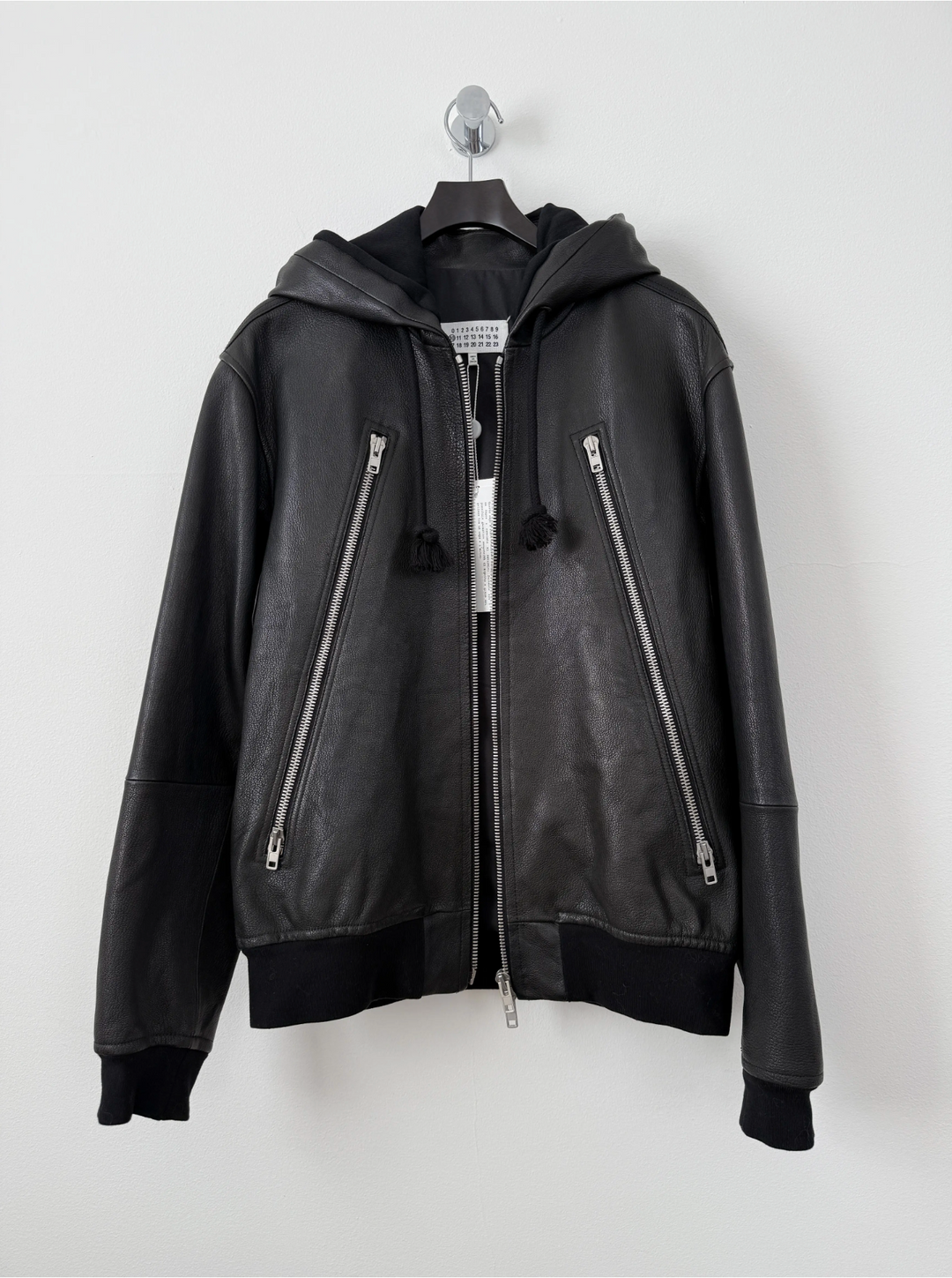 2018 5 Zip Goat Leather Hooded Jacket