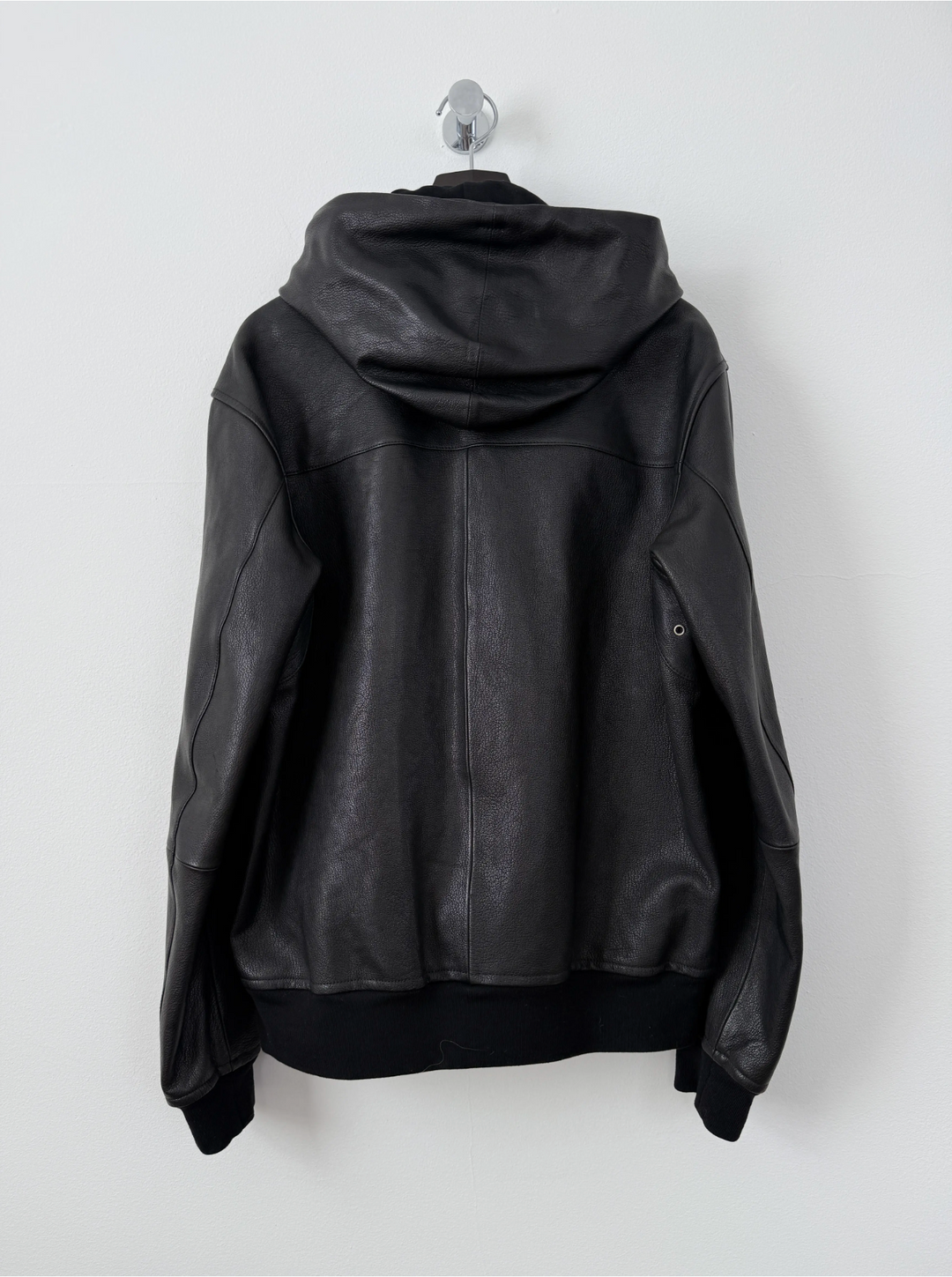 2018 5 Zip Goat Leather Hooded Jacket