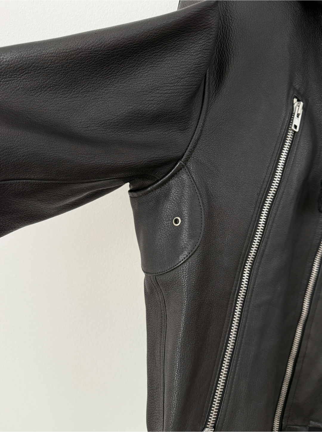 2018 5 Zip Goat Leather Hooded Jacket