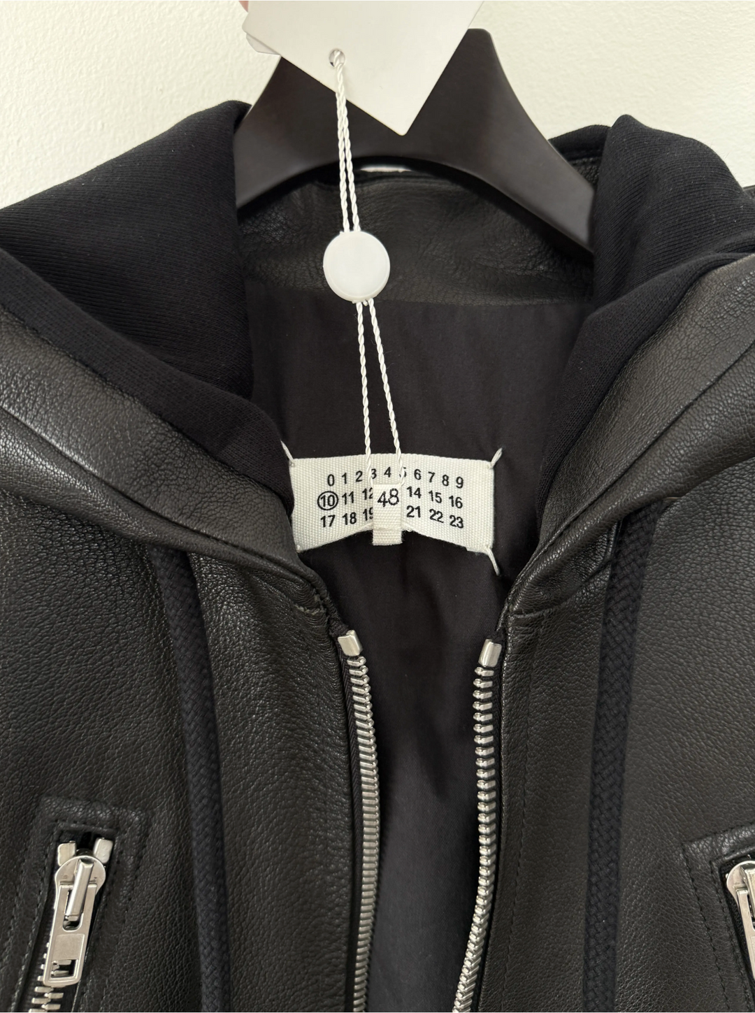 2018 5 Zip Goat Leather Hooded Jacket