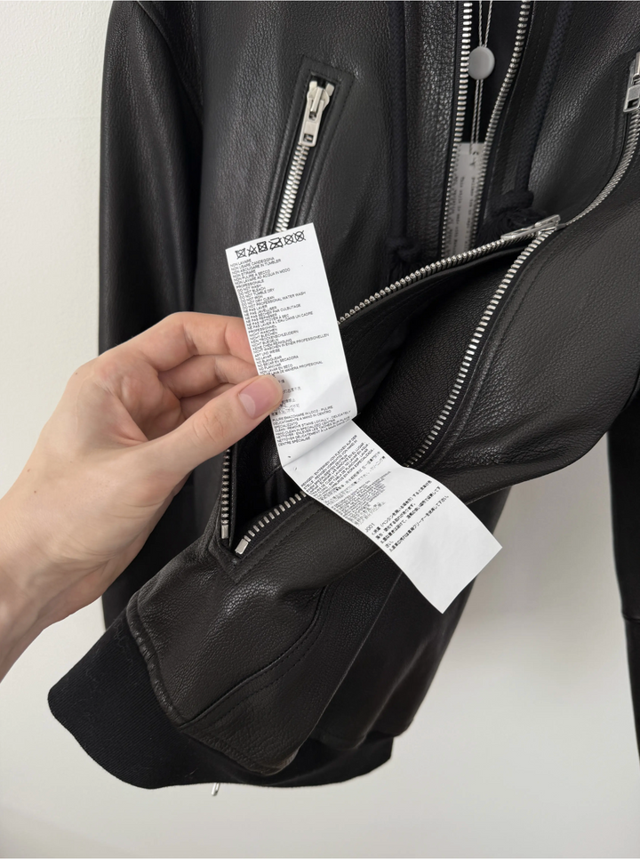 2018 5 Zip Goat Leather Hooded Jacket