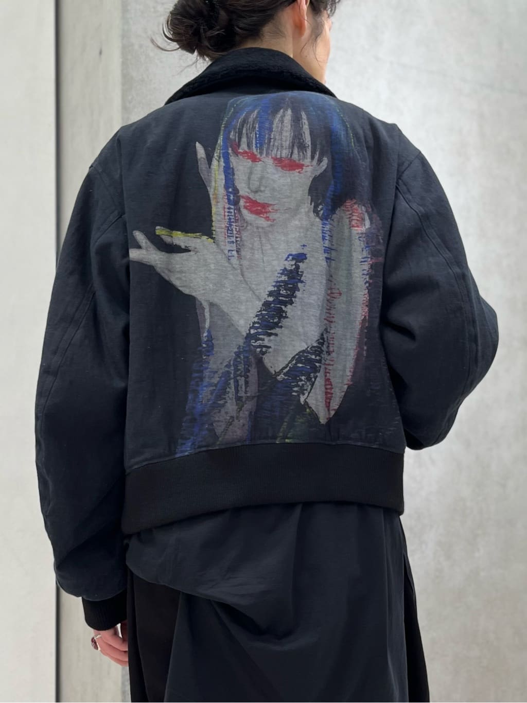 FW24 Pour Homme Lady Print Wool Blouson Jacket